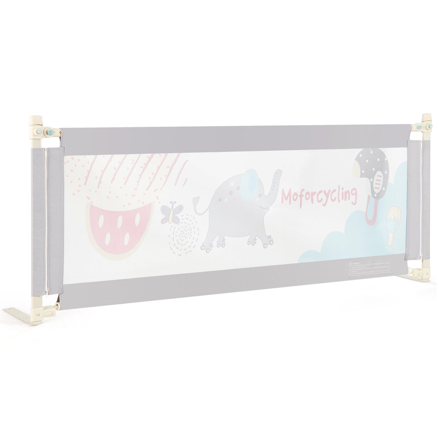 Grey Baby Bed Rail | 175cm Height Adjustable Oxford Fabric