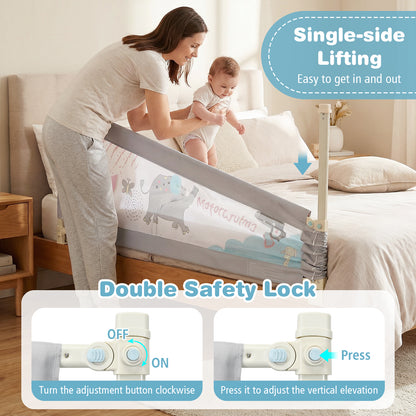 Grey Baby Bed Rail | 175cm Height Adjustable Oxford Fabric
