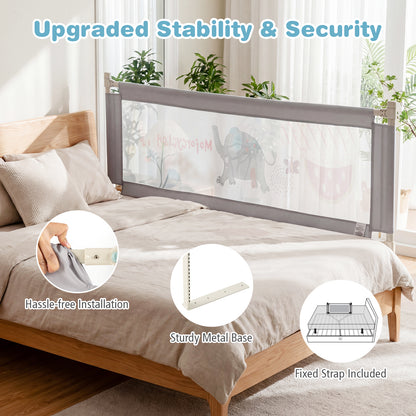 Grey Baby Bed Rail | 175cm Height Adjustable Oxford Fabric