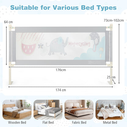 Grey Baby Bed Rail | 175cm Height Adjustable Oxford Fabric