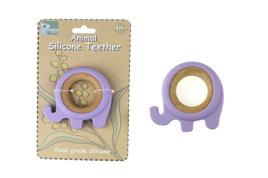 Purple Elephant Silicone Teether | Soothing teething aid for infants, BPA-free, by Koala Dream.