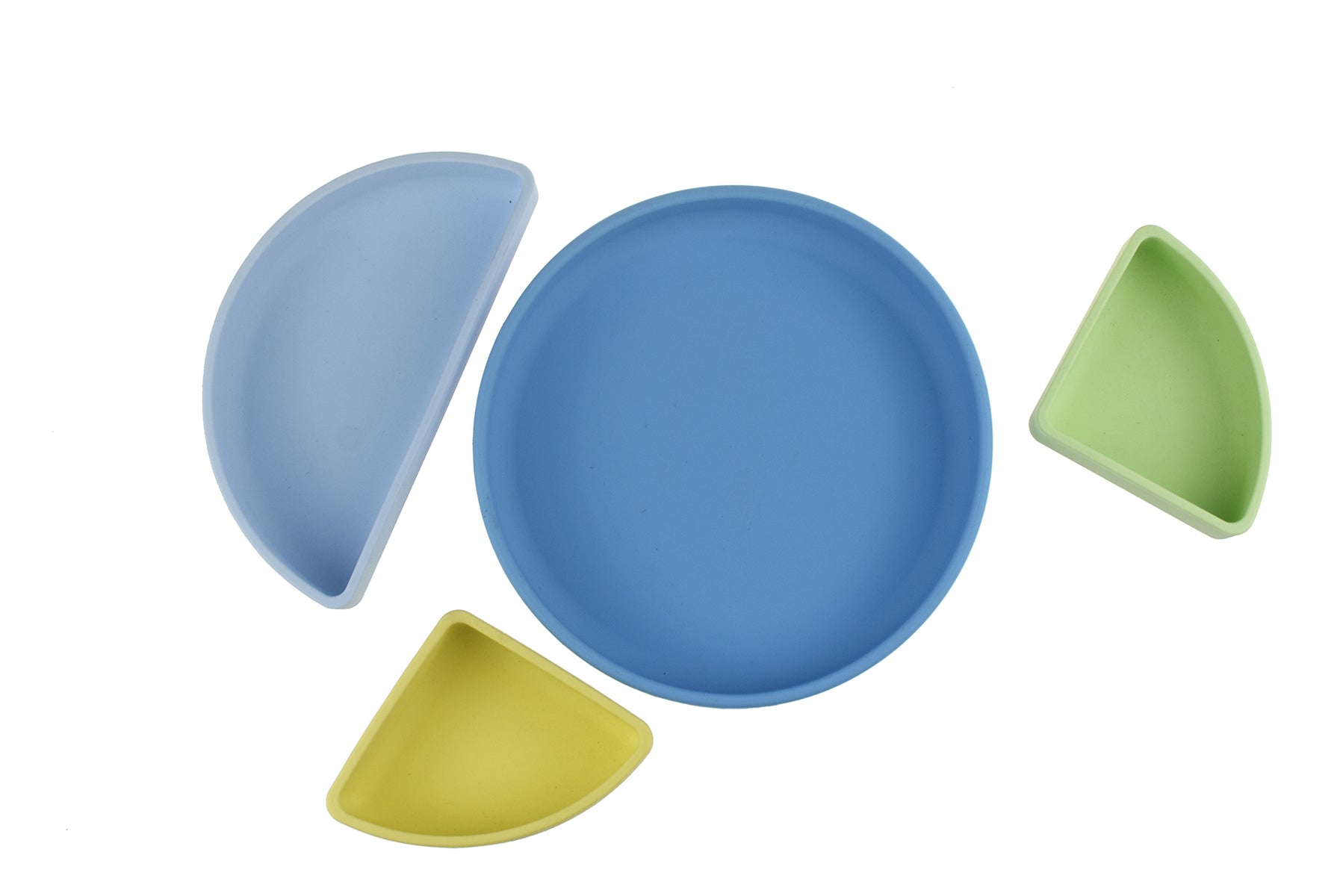 Colorful silicone parting plates set for kids meals, featuring cute koala designs. 4 pieces.