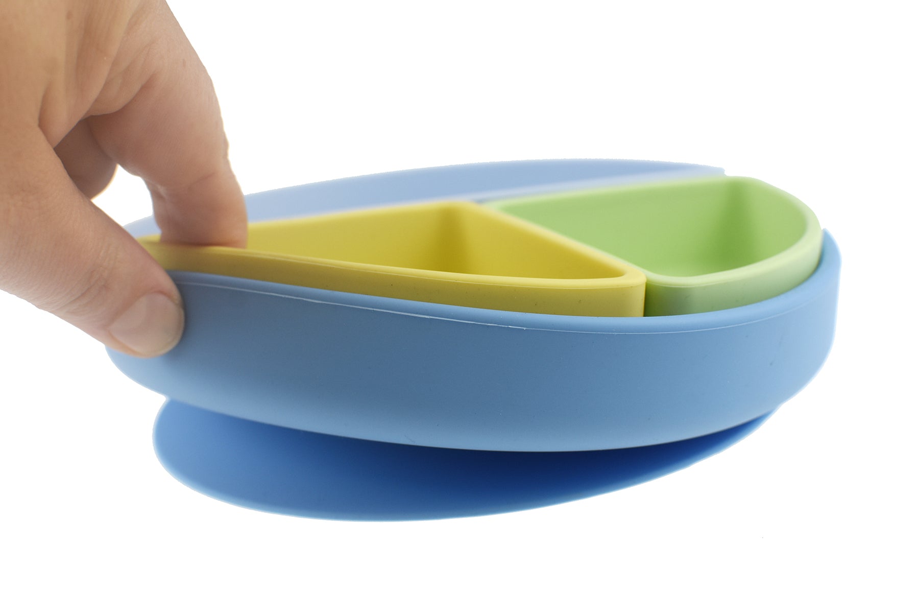 Colorful Koala Dream silicone parting plates set, perfect for kids mealtime organization at home.