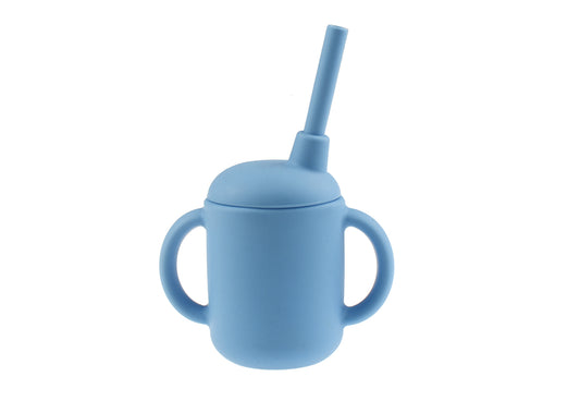 Silicone sippy cup with straw for toddlers, featuring charming koala design.