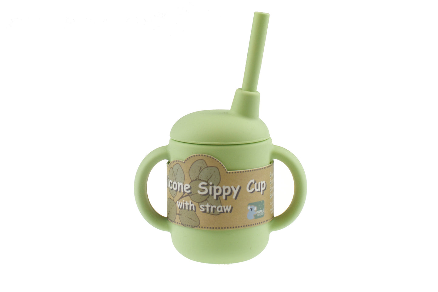 Koala Dream Silicone Sippy Cup with Straw for Toddlers, spill-proof design for easy sipping.