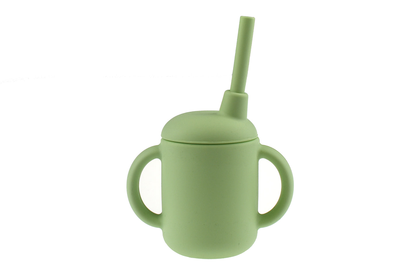 Koala-themed silicone sippy cup with straw for toddlers, ideal for spill-free drinking at home.