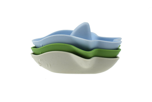 Silicone Bath Sharks Set for Kids | Blue Green, Ages 10m+ - Fun aquatic playtime.