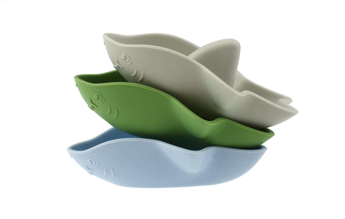 Silicone Bath Sharks Set in Blue Green for Ages 10m+, ideal for kids bathtime fun