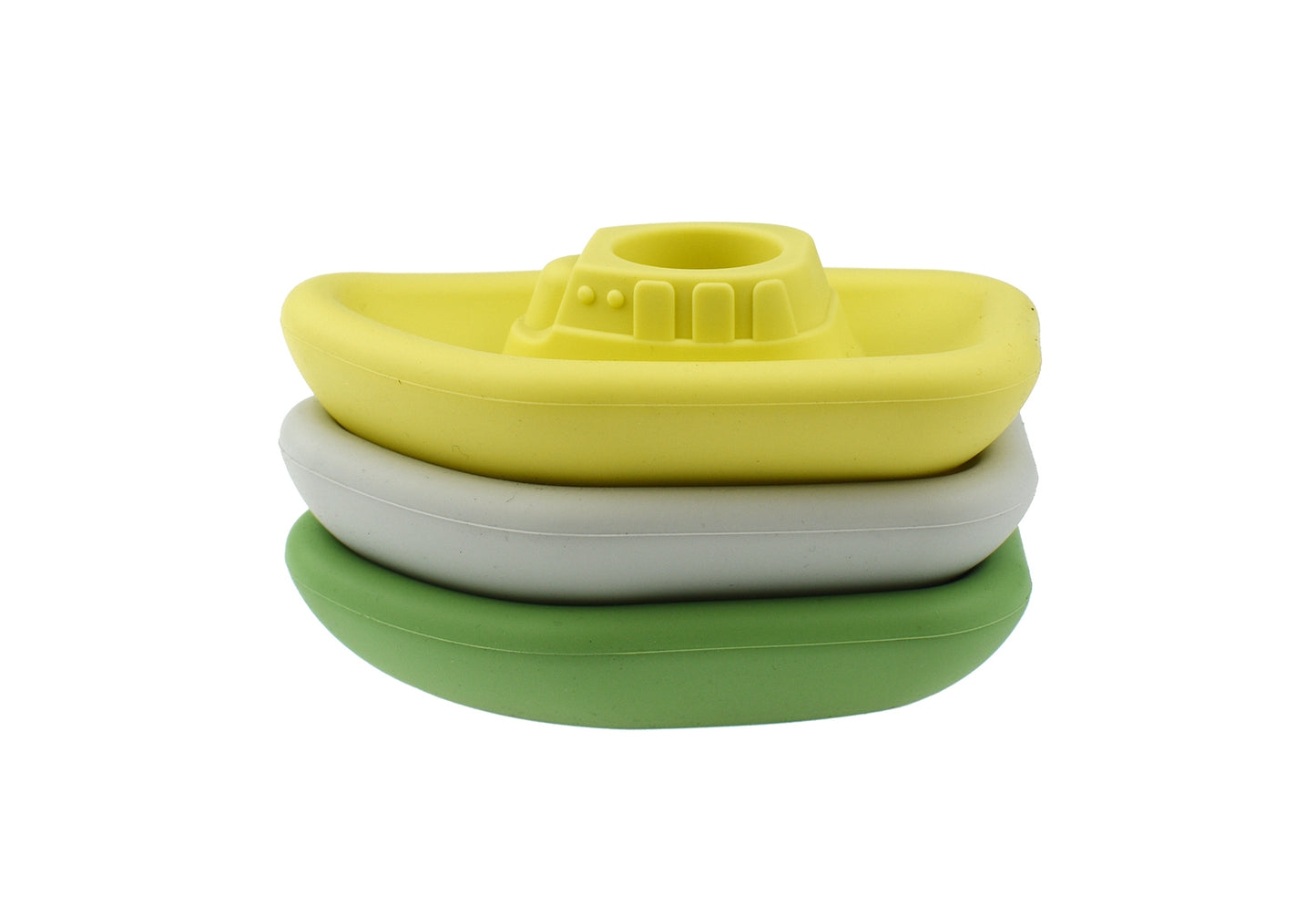 Colorful 3-piece silicone bath boats set for kids 10m+ adds fun to bathtime.