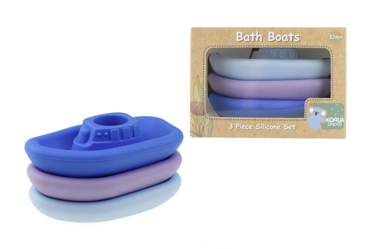 Koala Dream Silicone Bath Boats Set | 3 colorful pieces for kids water play.