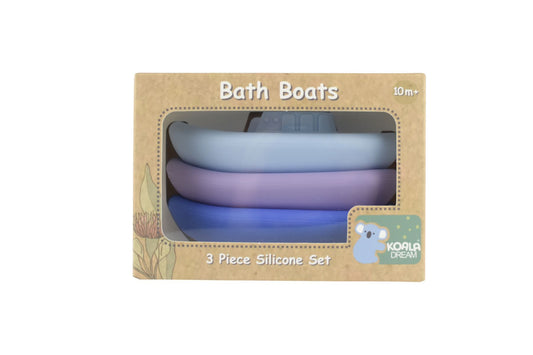 3 colorful silicone bath boats set for kids imaginative play and water fun.