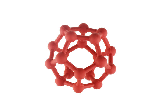 Red Silicone Atomic Teether Ball by Koala Dream, offering easy grip for soothing teething.