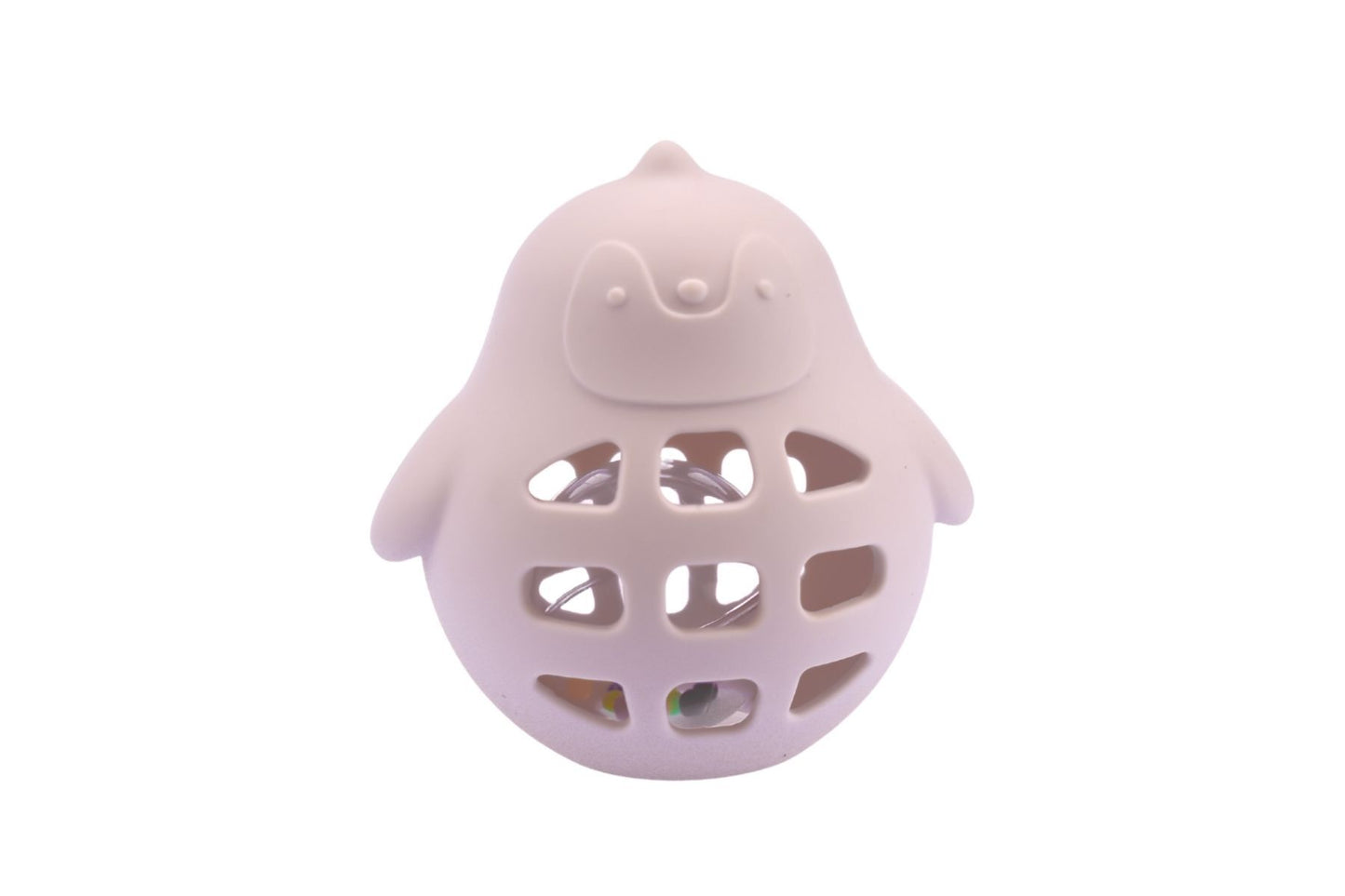 Pink silicone penguin rattle toy by Koala Dream for sensory play at home.