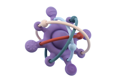 Koala Dream Purple Silicone Sensory Teether Rattle | Soothing teething toy for infants.