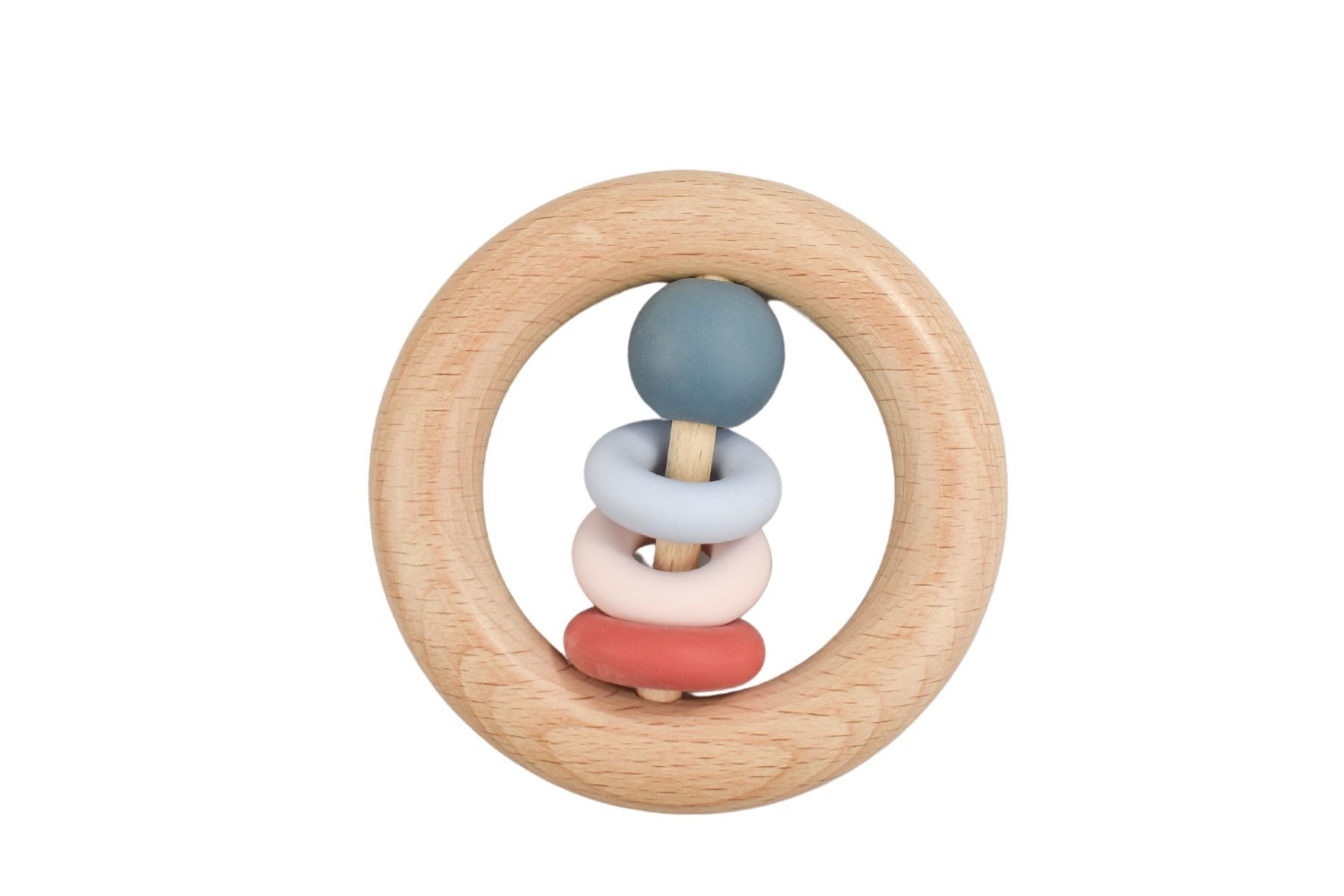 Koala Dream teething ring in red, made of soft silicone & wood for soothing babies.