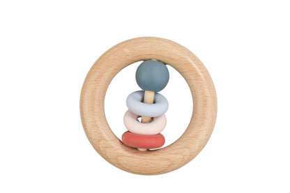 Koala Dream teething ring in red, made of soft silicone & wood for soothing babies.