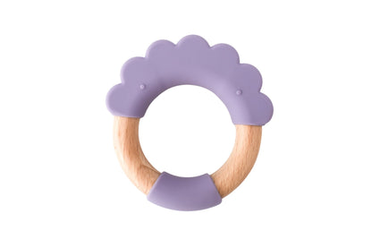 Koala Dream Purple Cloud Teether - Silicone & Wood Ring for Soothing Babies Gums