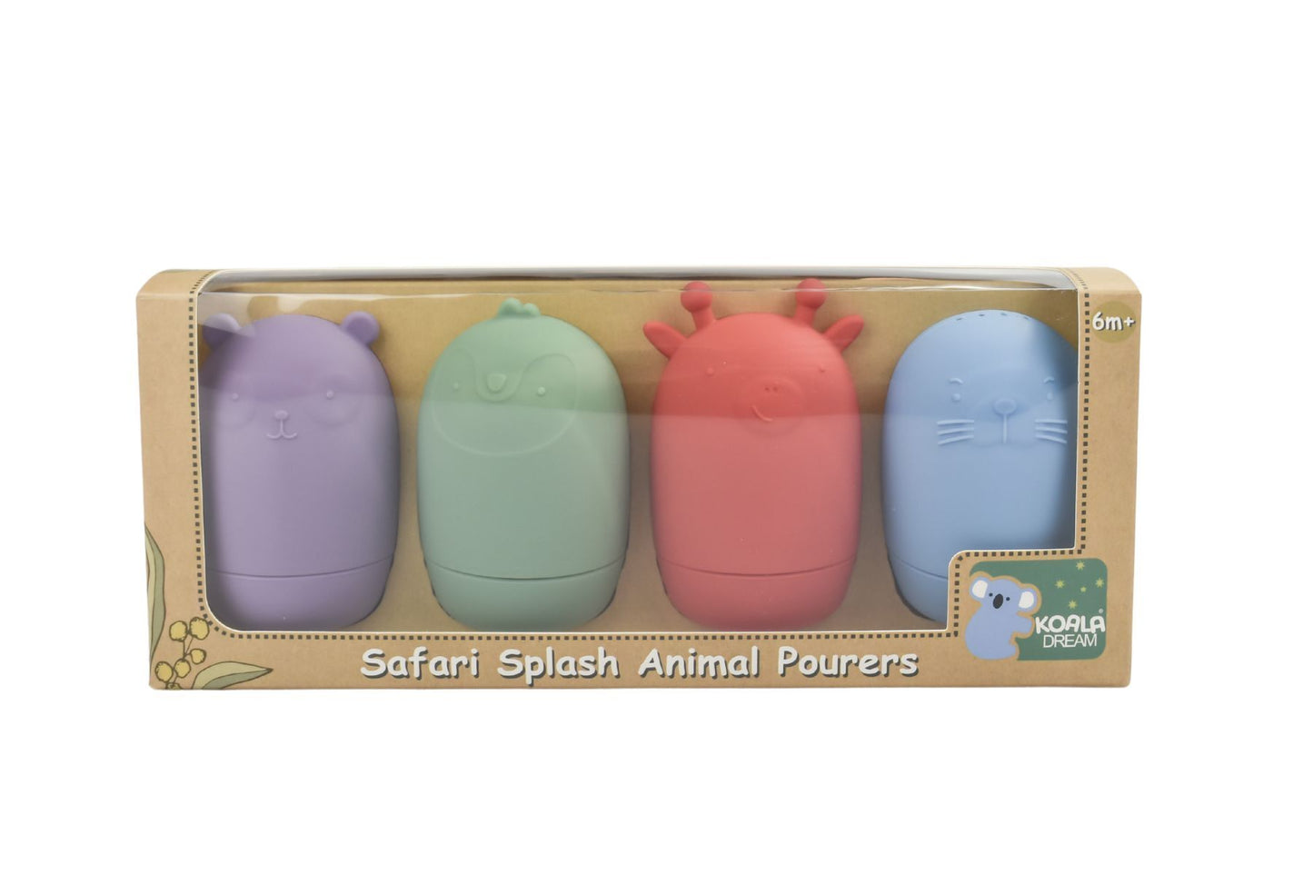 Koala Dream Safari Animal Silicone Bath Pourers Set for fun bathtime with kids.