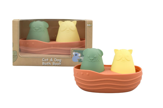 Colorful Koala Dream bath boat set with animal squirters, perfect for kids bathtime fun.