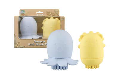 Koala-shaped silicone bath brushes set for kids, fun animal design, promoting bath time fun.