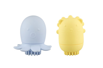 Koala-themed bath brushes, 2-piece fun set made of silicone for childrens bath time.