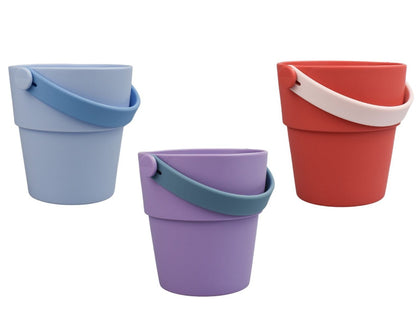 Purple silicone shower buckets set for kids water play, featuring cute koala design.