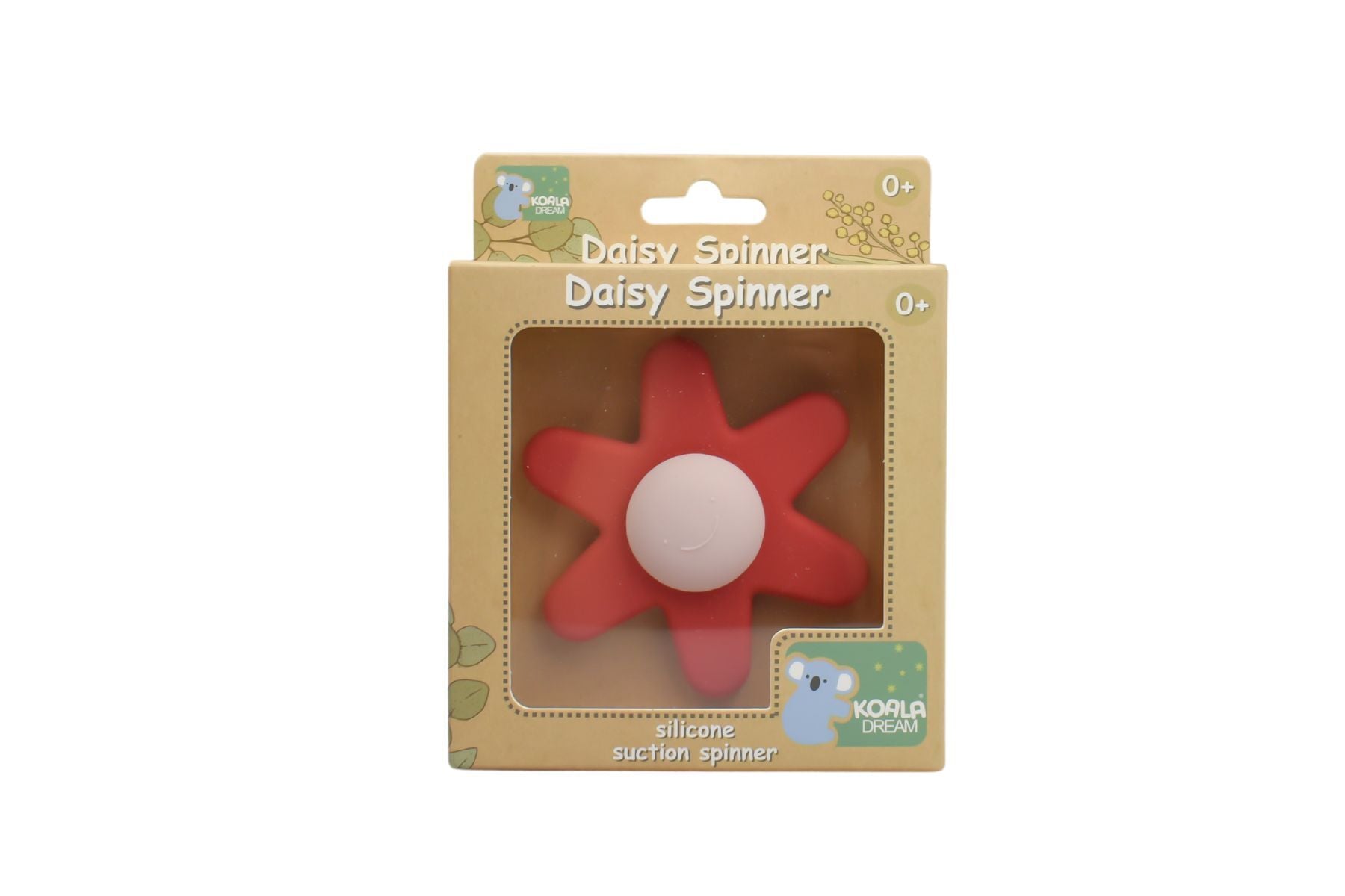 Silicone Koala Dream Daisy Spinner Toy in Red & Pink - Fun, interactive fidget tool for kids.