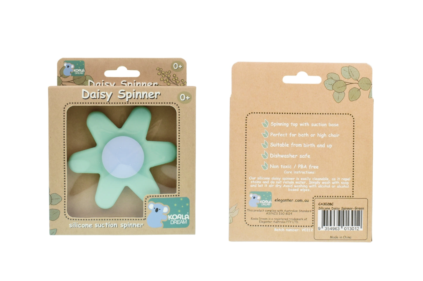 Silicone Daisy Spinner | Green Suction Toy for Playtime Fun