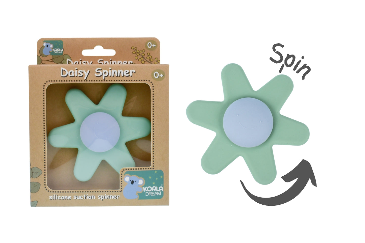 Silicone Daisy Spinner | Green Suction Toy for Playtime Fun