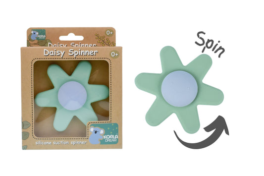 Silicone Daisy Spinner | Green Suction Toy for Playtime Fun