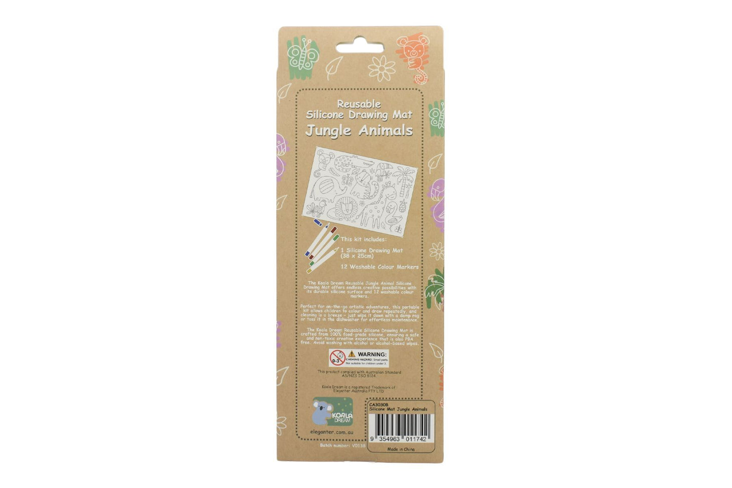 Koala Dream Jungle Animal Drawing Mat | Reusable with Markers for Creative Kids Fun at Home