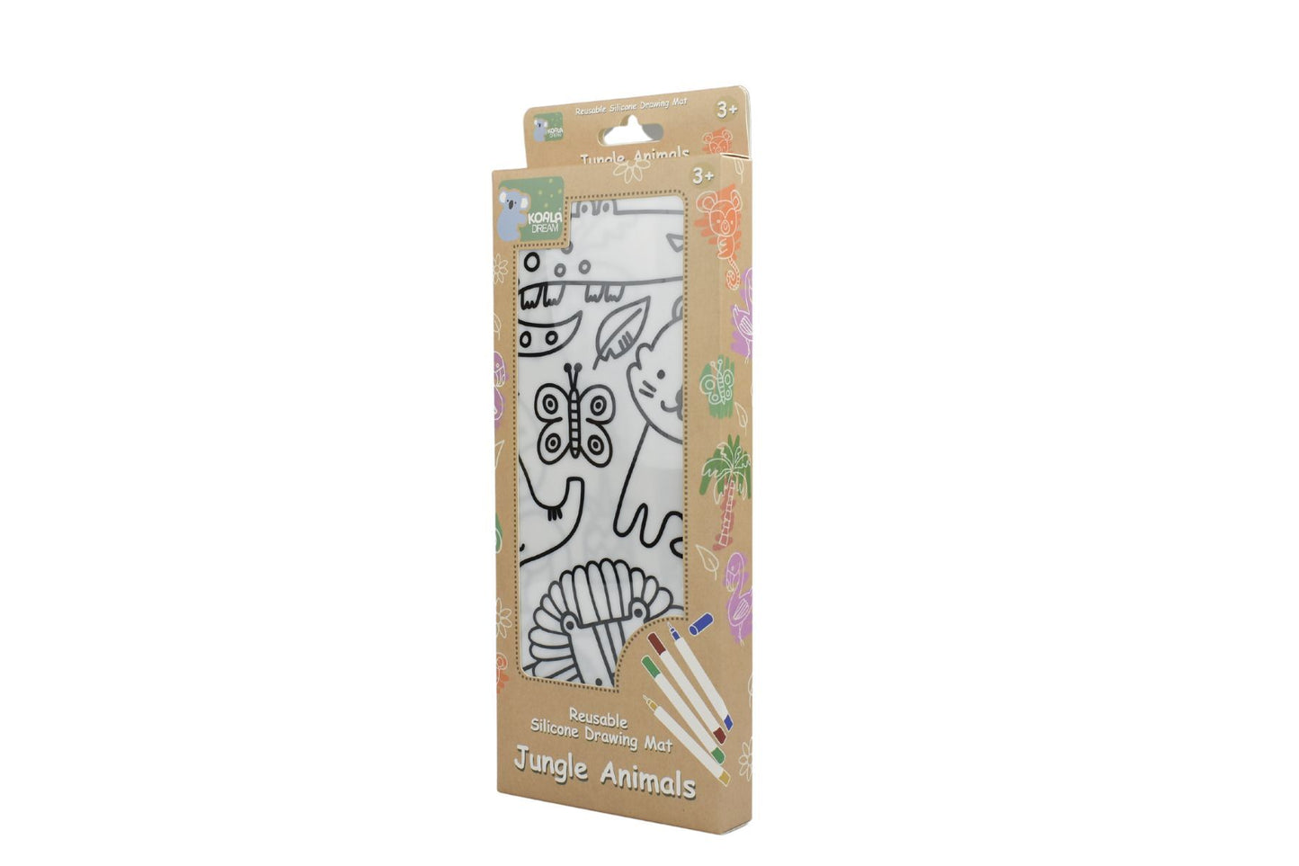 Koala Dream Jungle Animal Drawing Mat with Markers for creative kids at home.