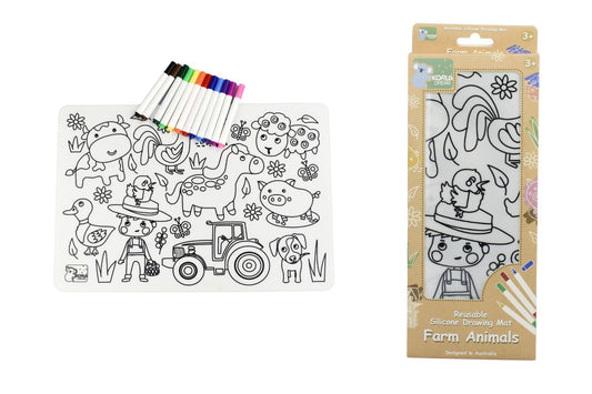 Koala Dream Farm Animals Reusable Silicone Drawing Mat Set for creative kids at home