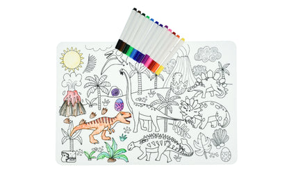 Reusable Silicone Drawing Mat | Dinosaur Theme, Washable Colors