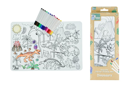 Reusable Silicone Drawing Mat | Dinosaur Theme, Washable Colors