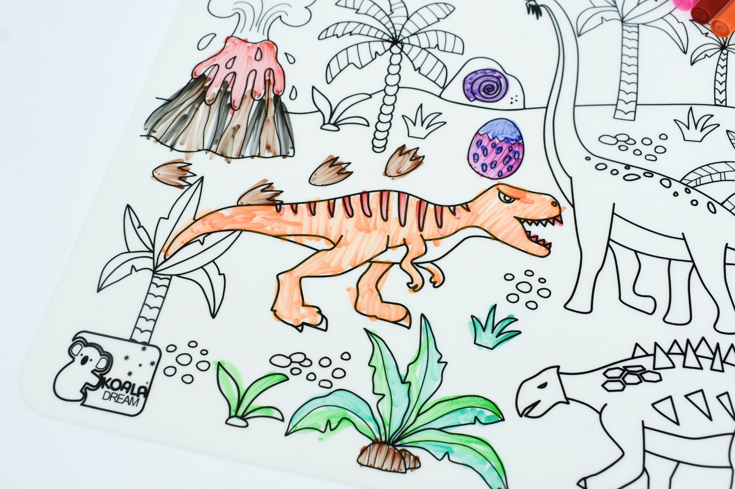 Reusable Silicone Drawing Mat | Dinosaur Theme, Washable Colors