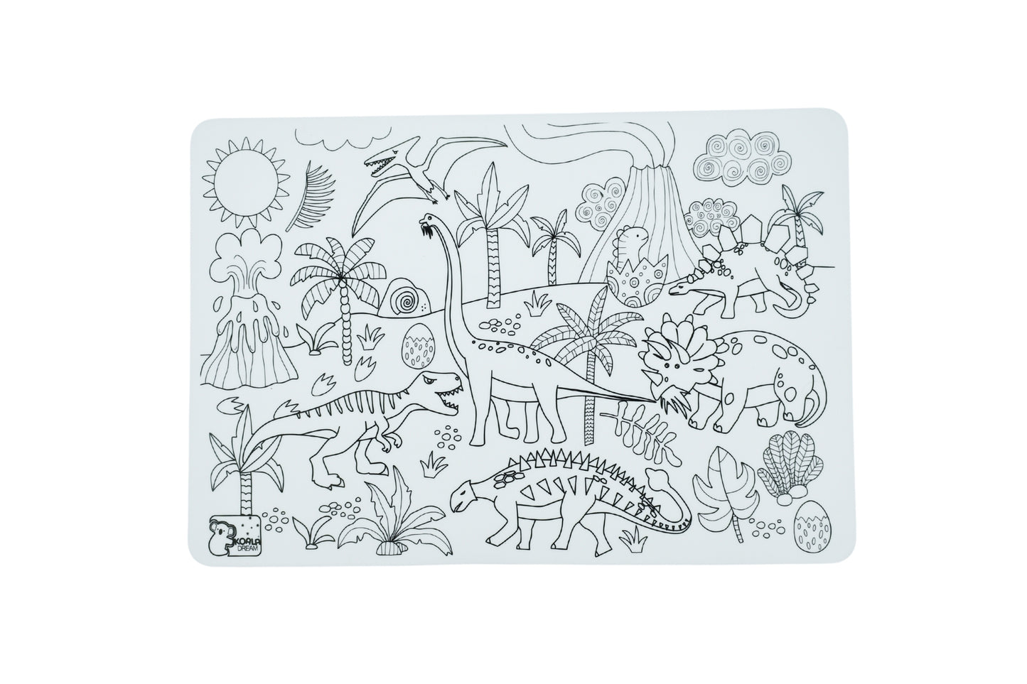 Reusable Silicone Drawing Mat | Dinosaur Theme, Washable Colors