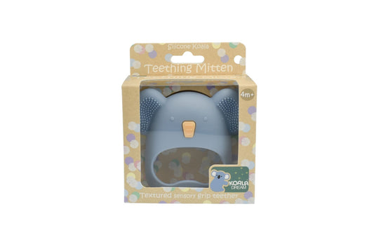 Silicone Koala Teething Mitten Blue