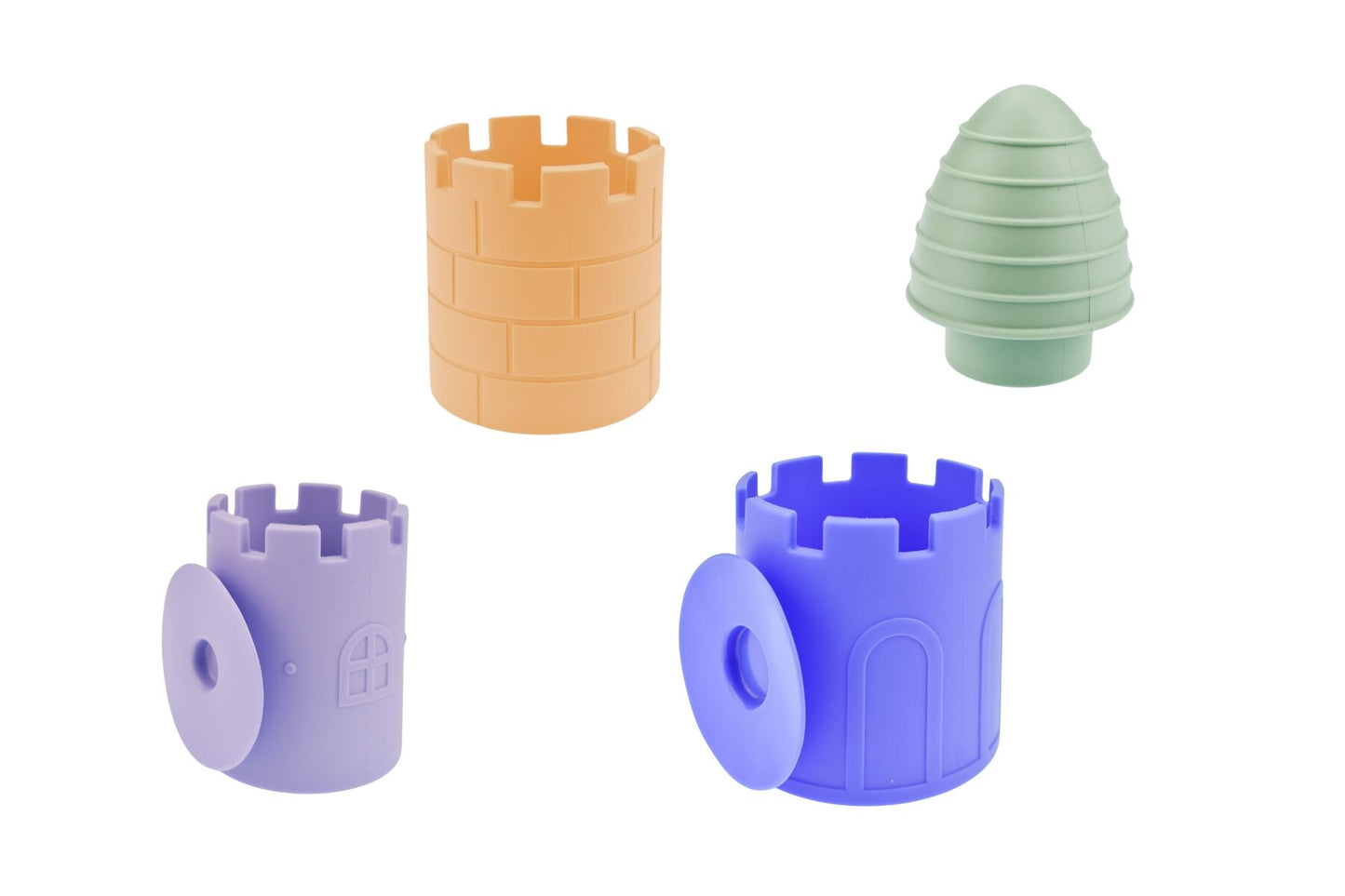 Silicone Castle Pour & Play 4 Piece Colourful Bath Toy Set