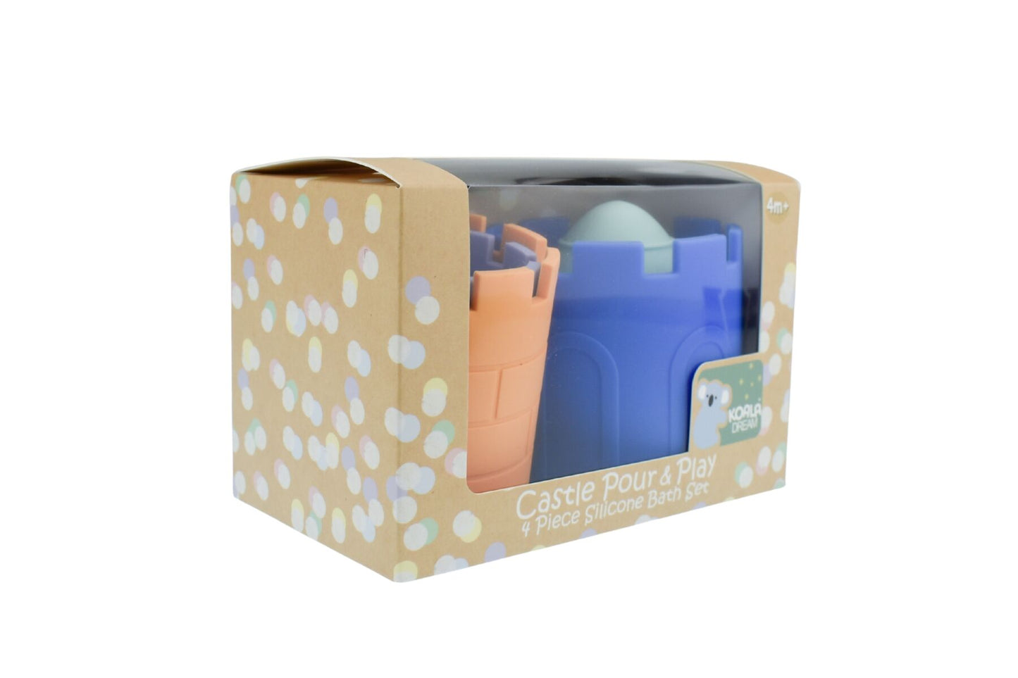 Silicone Castle Pour & Play 4 Piece Colourful Bath Toy Set