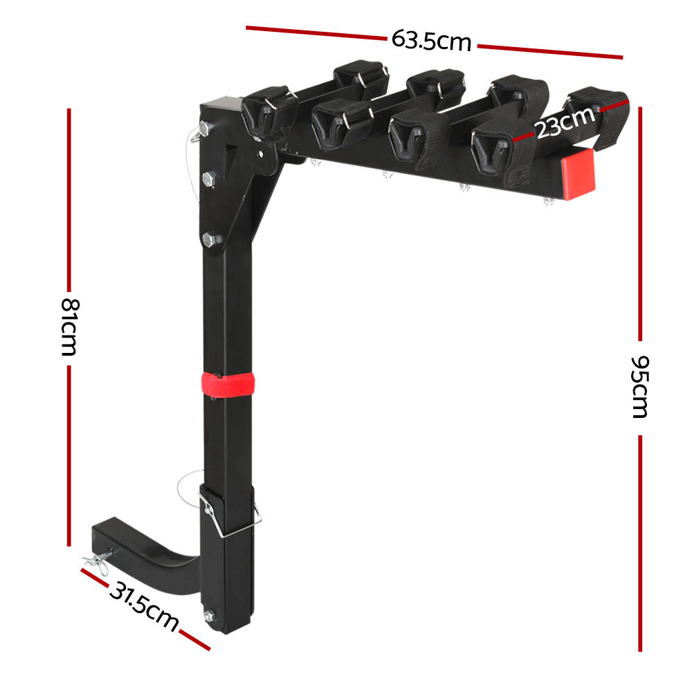 Giantz 4 Bicycle Bike Carrier Rack Car 2" Hitch Mount Foldable Black