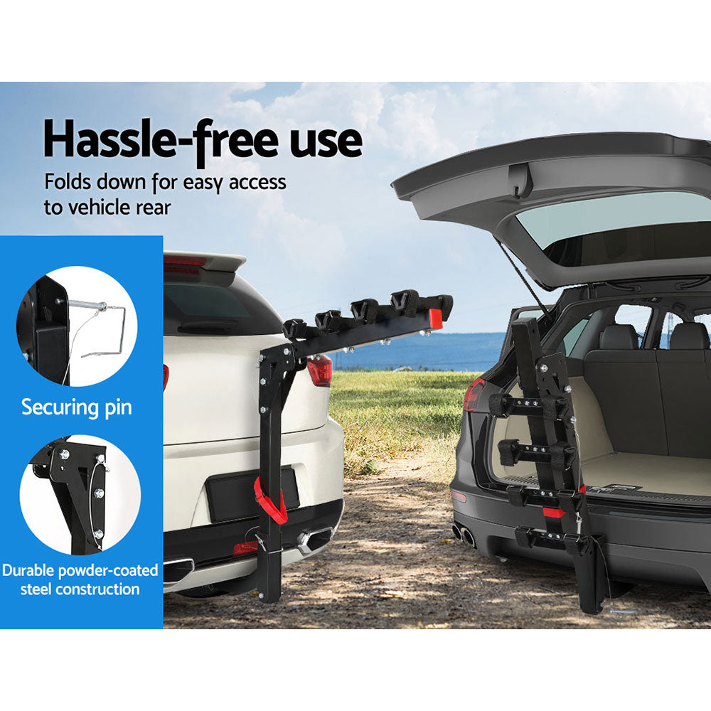 Giantz 4 Bicycle Bike Carrier Rack Car 2" Hitch Mount Foldable Black