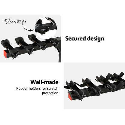 Giantz 4 Bicycle Bike Carrier Rack Car 2" Hitch Mount Foldable Black
