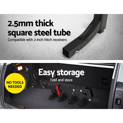 Giantz 4 Bicycle Bike Carrier Rack Car 2" Hitch Mount Foldable Black