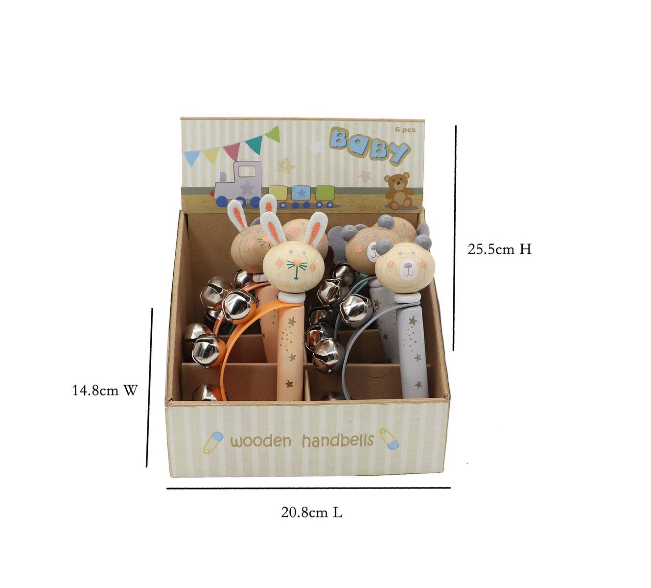 animal-themed handbell set featuring three musical instruments for sensory play and early music education.