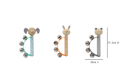animal-themed handbells for soothing playtime, featuring three easy-grip designs to encourage musical exploration.