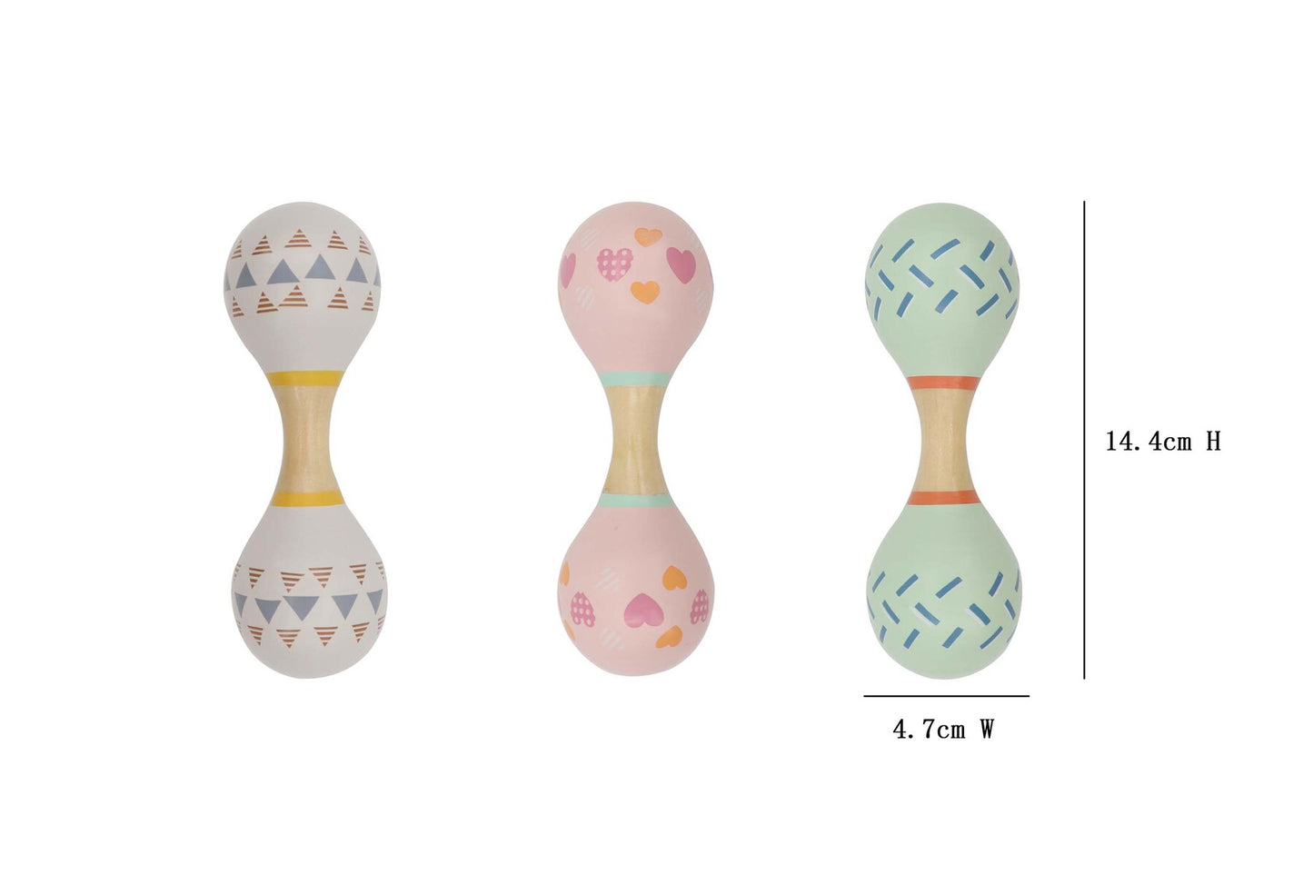 Maraca Rattle Double Set | Pastel Wooden Musical Toy 3 Pack