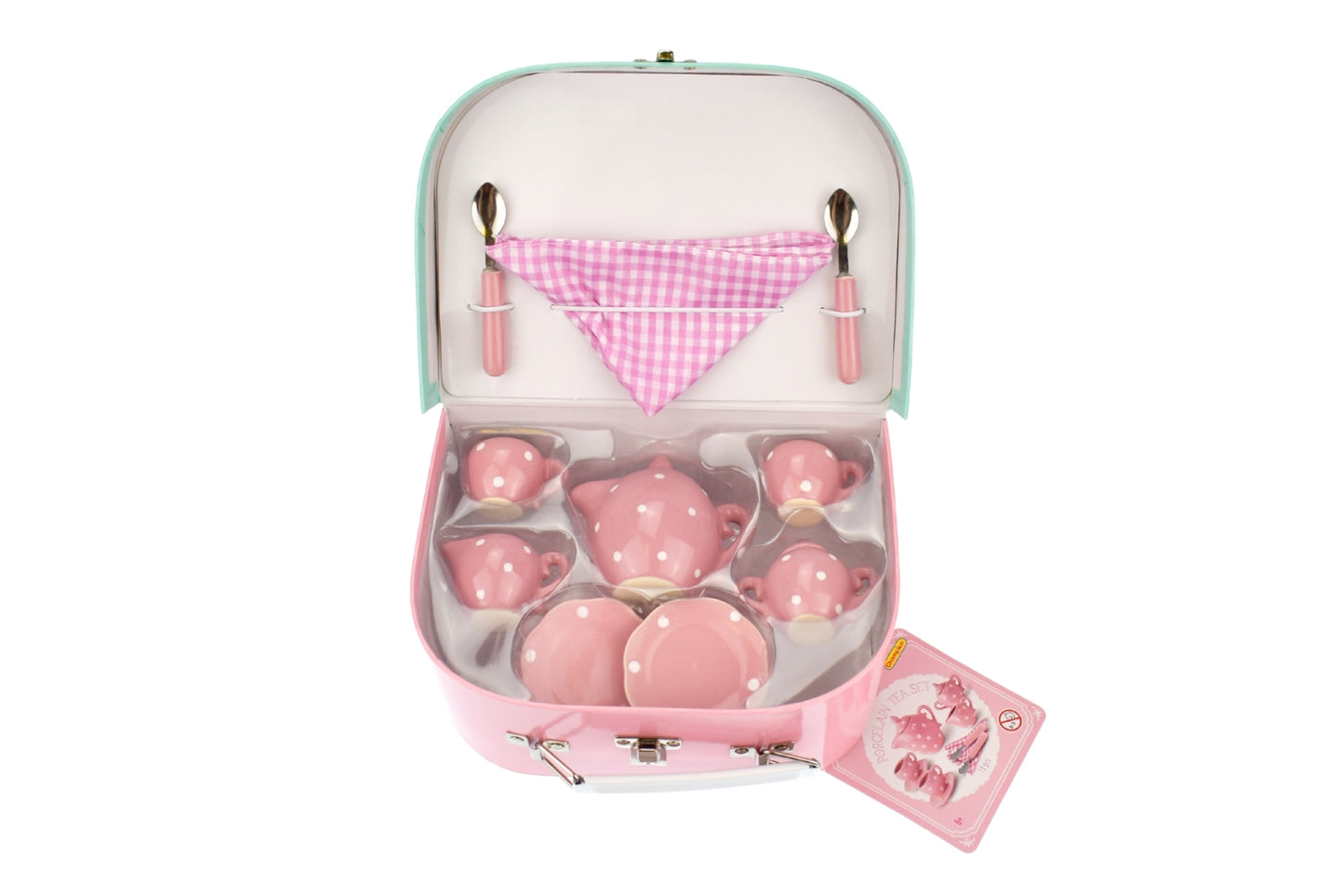 Pink Polka Dot Tea Set | Porcelain 13-Piece Playtime Elegance