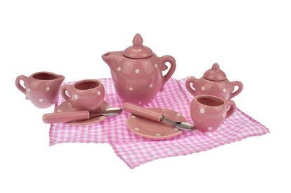 Pink Polka Dot Tea Set | Porcelain 13-Piece Playtime Elegance