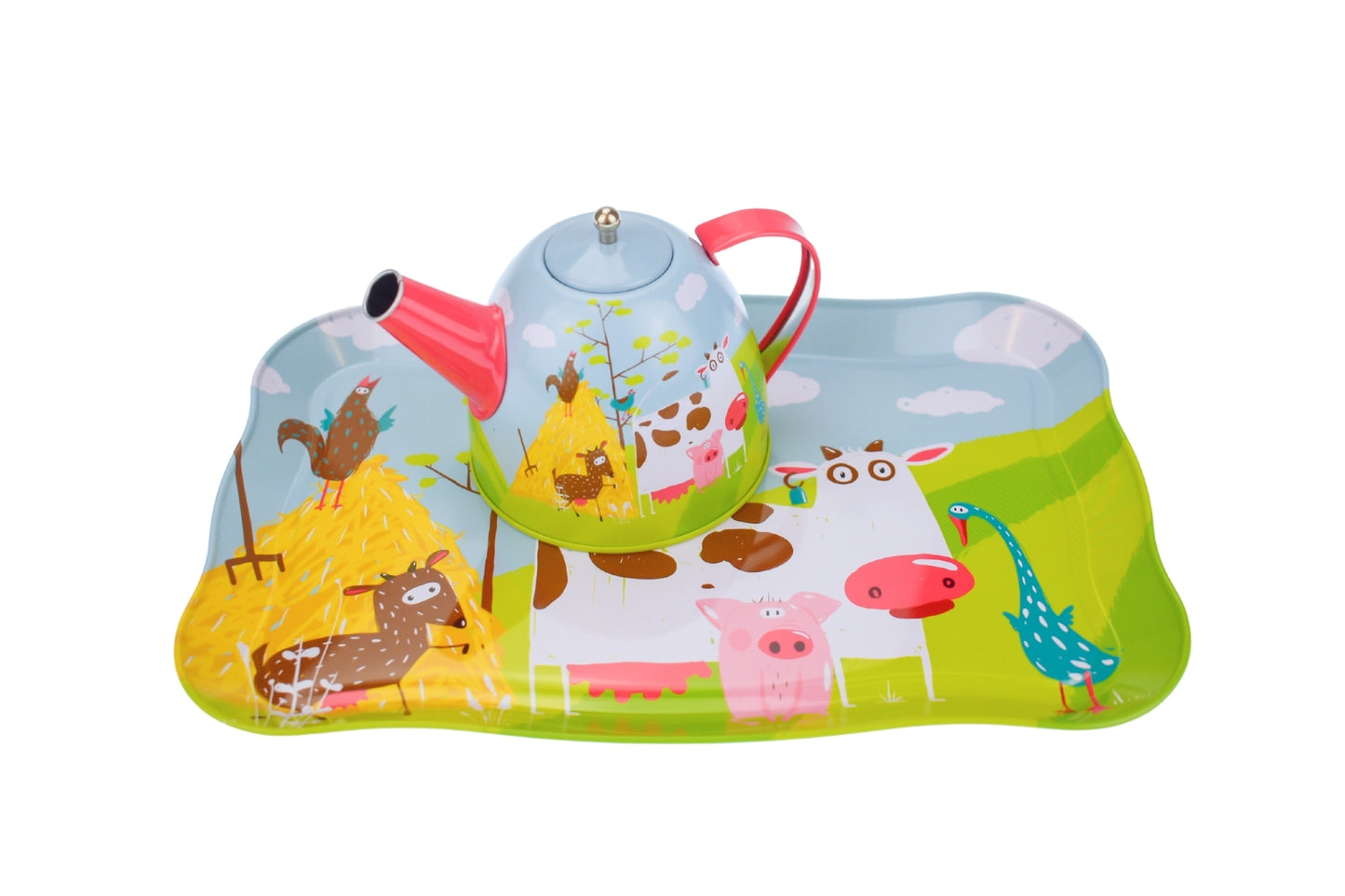 Farm Tin Tea Set | Colorful 15-Piece Farmyard Playset for Kids